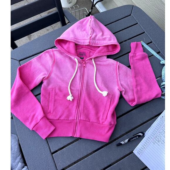 American Eagle, Feels lived in, ombré pink front zip hoodie, women's XS - Picture 3 of 9